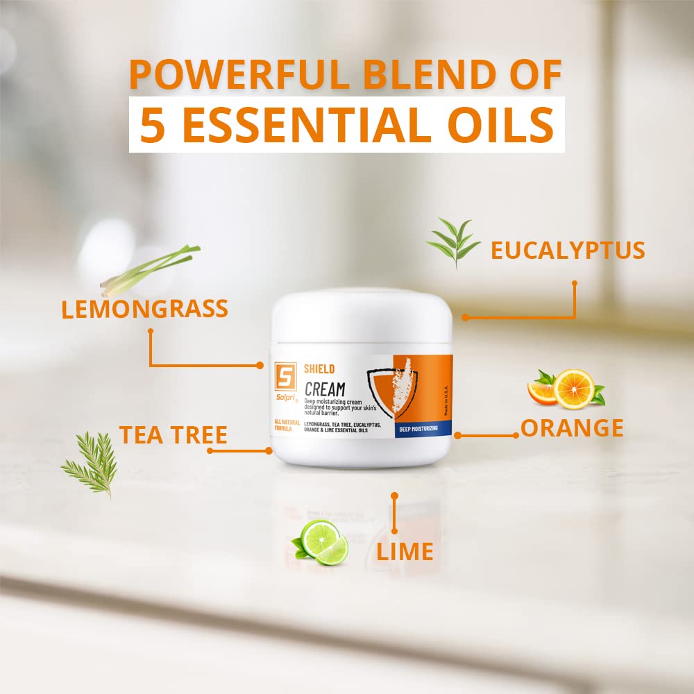 Shield Tea Tree Foot Cream with Lemongrass, Eucalyptus Oils to Soothe Eczema, Psoriasis, Rashes, Dry Itchy Feet 2 oz | Pair with Athlete's Foot Treatment, Ringworm Cream or other Foot Balms