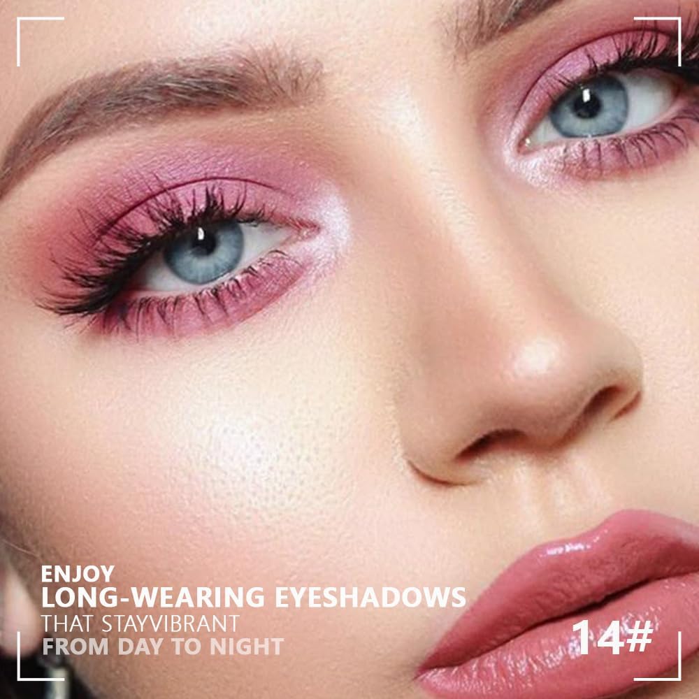 Powder Eyeshadow Quad, Rose Pink Chocolate Brown Shimmer Eye Shadow Palette Makeup, Neutral Vegan Matte Quads Eye Shadow Palette for Older Women Pigmented Waterproof, paleta de sombras de ojos