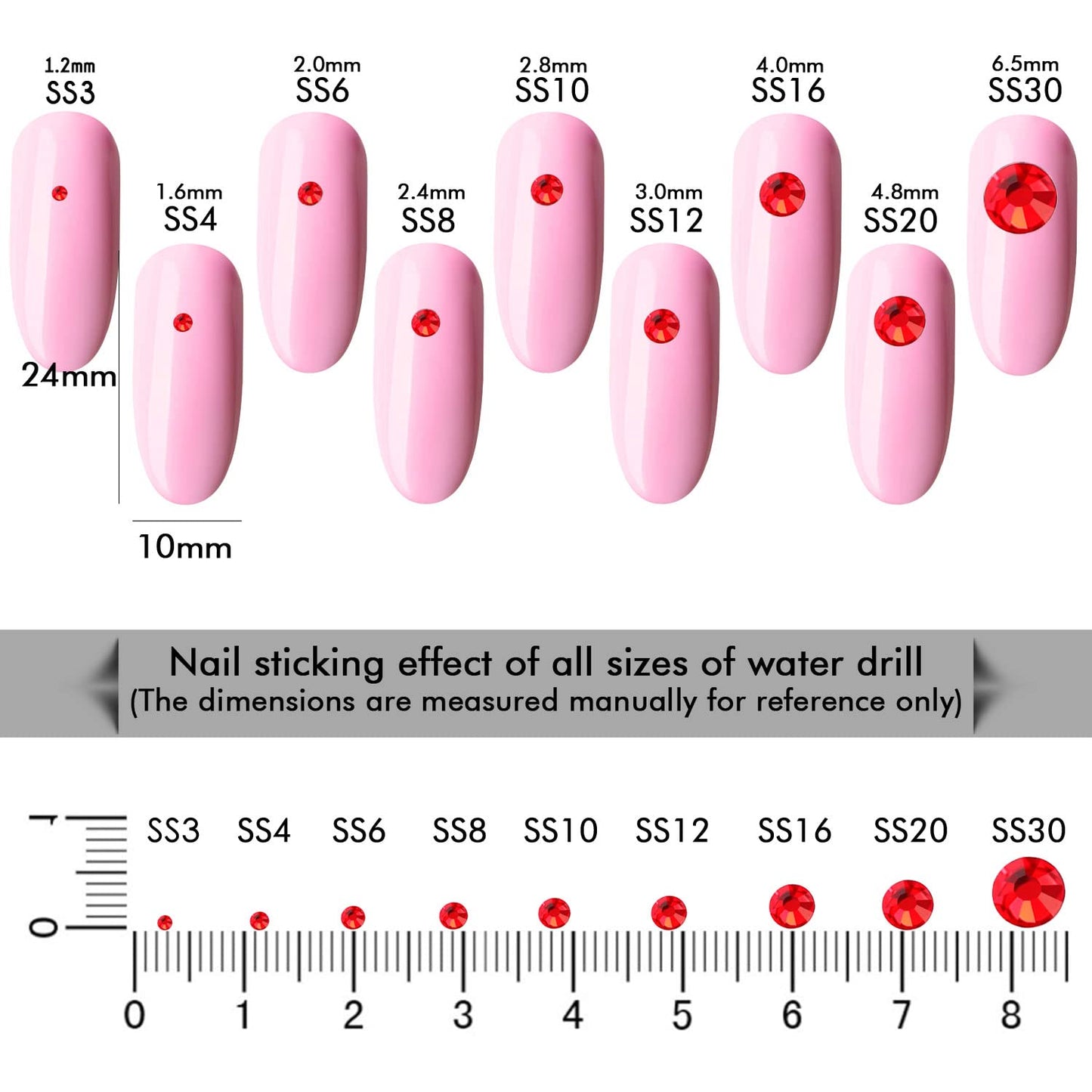 1440Pcs Siam Crystal Rhinestones,Glass Flatback Rhinestones Gemstones for Nail Face Makeup Art Crafts Clothes Decoration -(SS12,3.0mm,Siam)