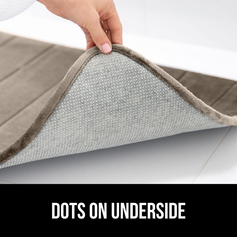 GORILLA GRIP Memory Foam Bath Mat, Soft Absorbent US Designed Bathroom Rug, Gripping Dots Machine Washable Bathmat, Cushioned Floor Mats, Shower Sink Rugs Room Décor Accessories, 30x20 Taupe