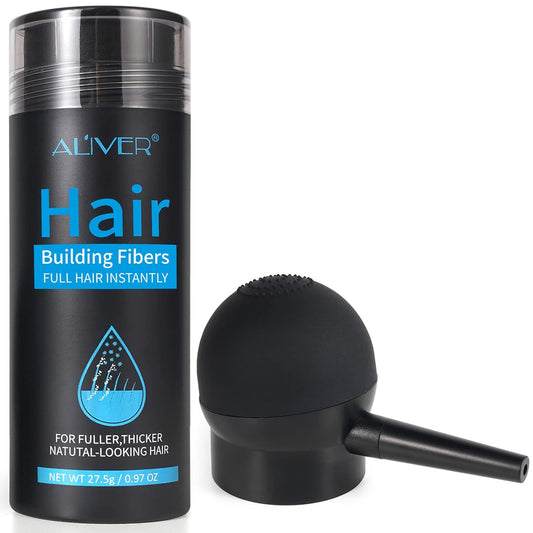 Aliver Hair Fibers for Thinning Hair with Spray Medium Brown - Undetectable Natural Formula - Thicker Fuller Hair in 15 Seconds - Conceals Hair Loss & Look Younger - Designed for Men & Women,0.97Oz