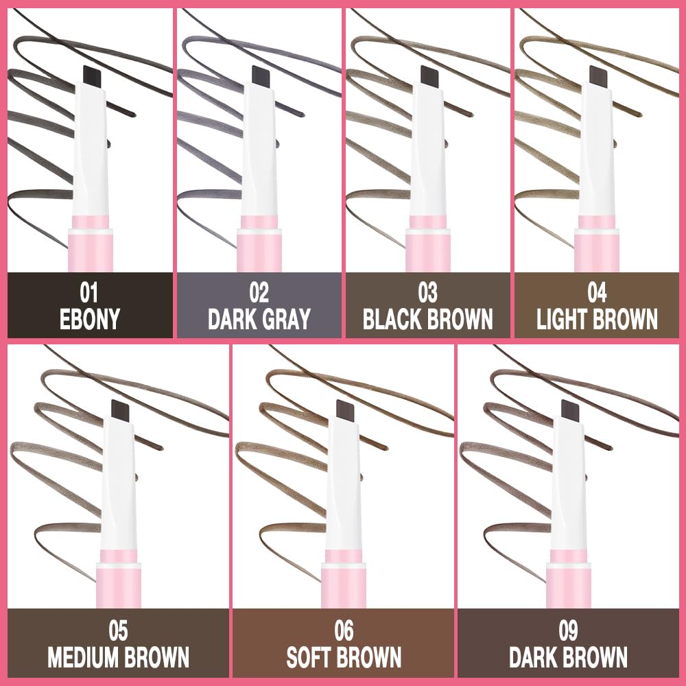 3Pcs Waterproof Eyebrow Pencil, Professional Makeup Micro Brow Pencil, Double-ended ultra-fine eyebrow pencil, Ultra-Fine Mechanical Pencil (3, 09#Dark Brown)