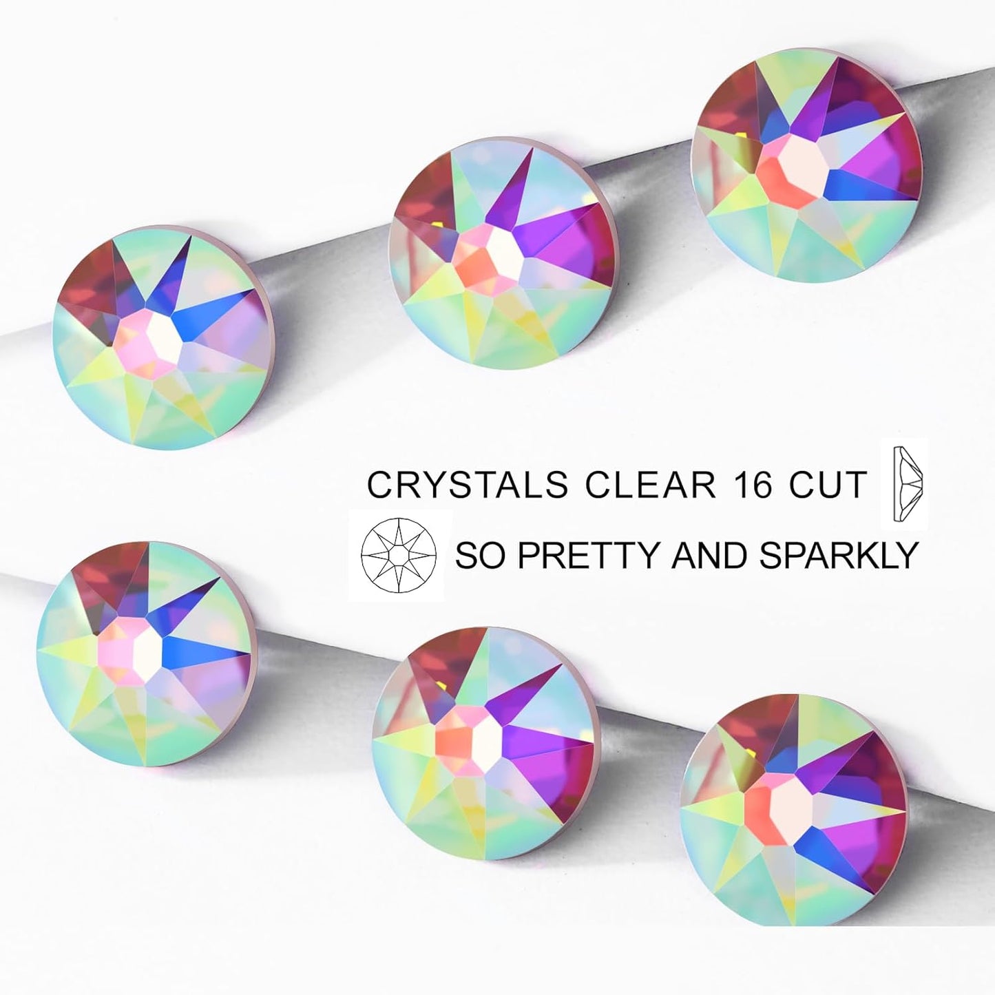 Novani 720pcs Crystal AB Rhinestones Flat Back Round Rhinestone Style 2088 Sparkly Crystal Gemstones for Nail Art and Crafting,S16(3.8-4.0mm