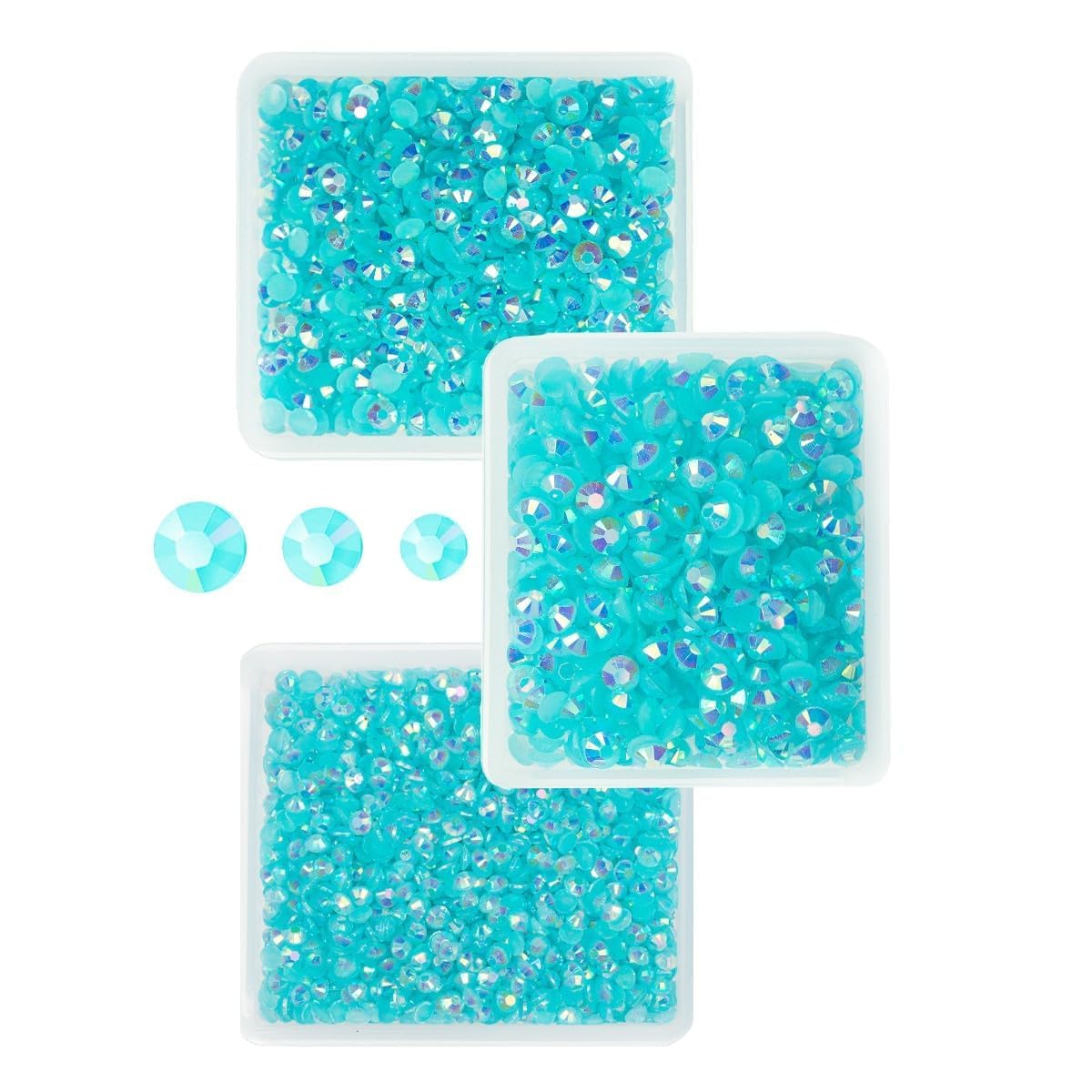 Aquamarine AB Resin Rhinestones for Crafting 3mm 4mm 5mm Lake Blue Flatback Jelly Stones Bulk SS10 SS16 SS20 No-Hotfix Water Blue Diamonds for Nails Face Eyes Makeup Tumblers Bottles DIY Crafts