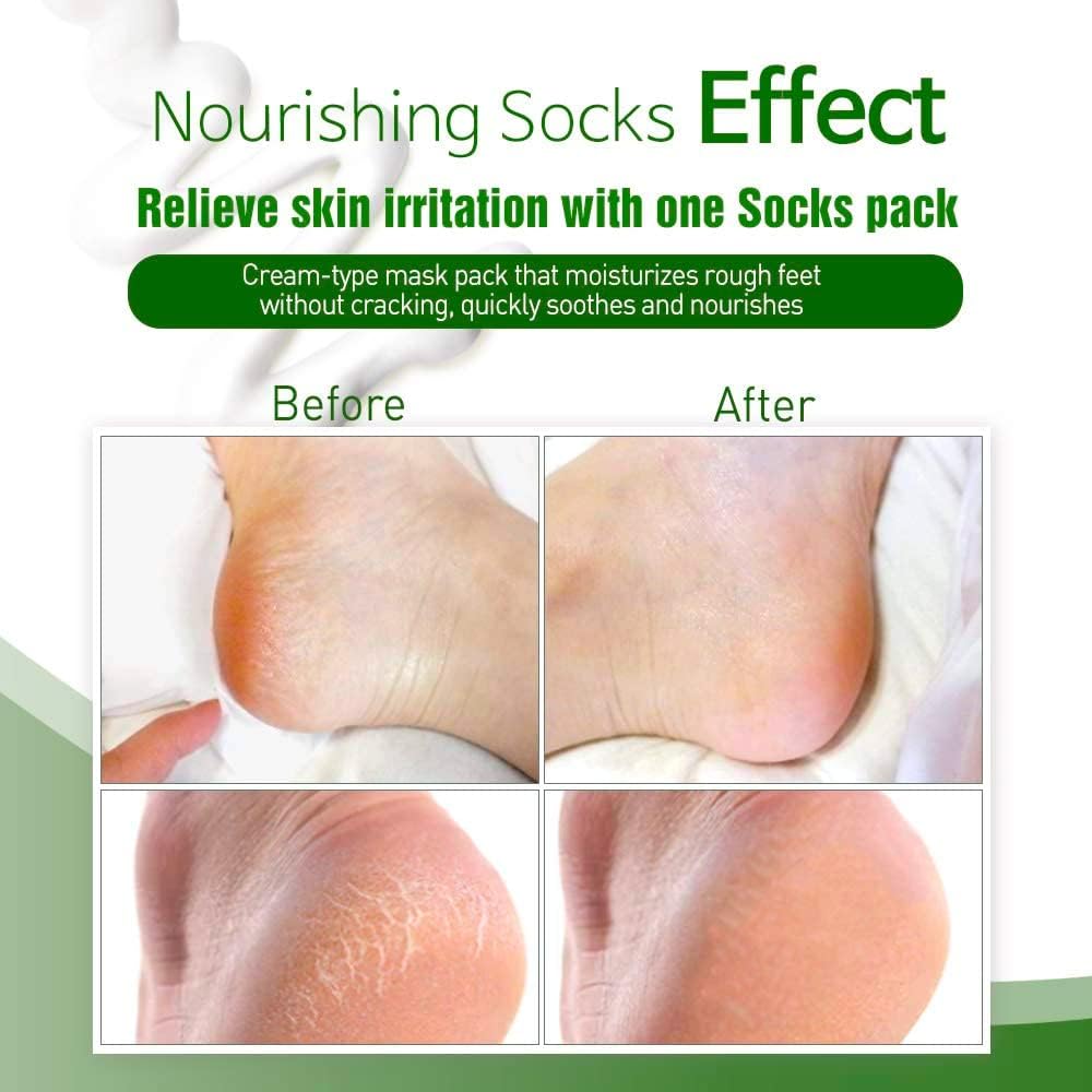 Epielle Nourishing Foot Masks 6 Pairs, Deep Moisturizing Socks for Dry Feet & Cracked Heels, Repair and Nourish with Hemp & Rosemary Extract, Foot Spa & Self Care Gifts for Women, Korean Skin Care