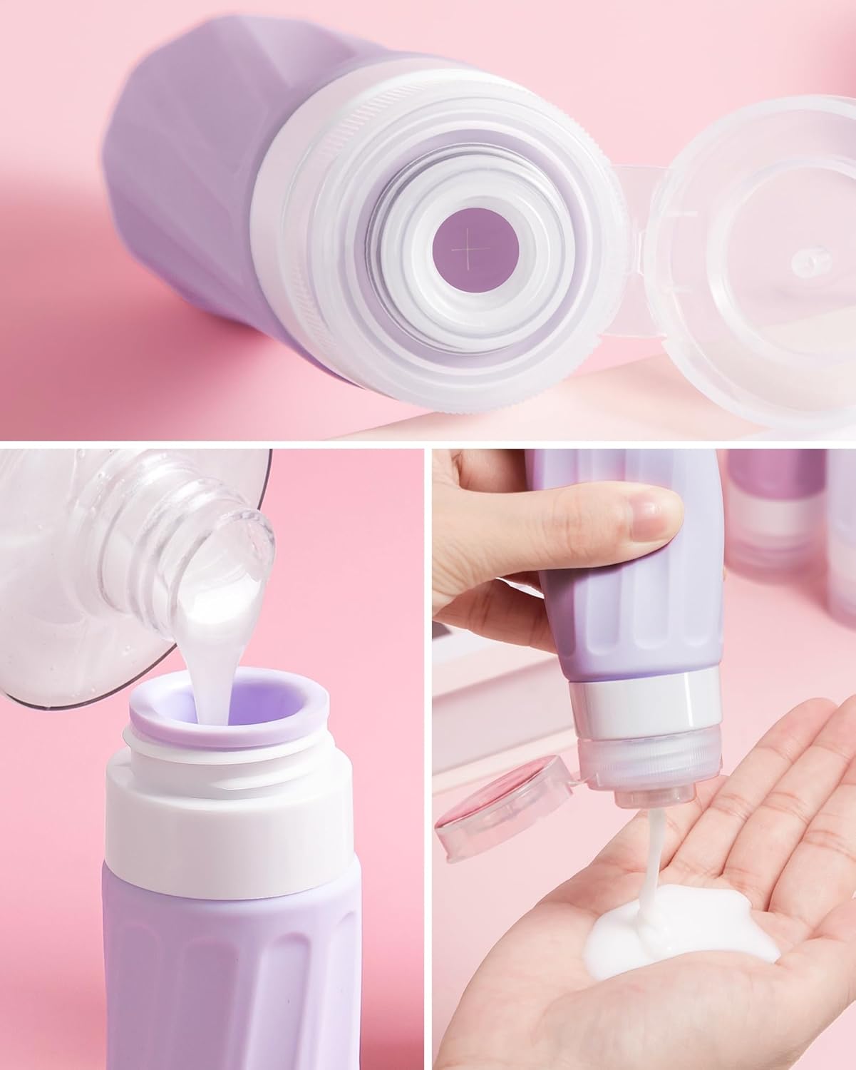 Travel Bottles for Toiletries 8 Pack, Travel Size Toiletries, Tsa Approved Travel Size Containers 3oz, with Travel Essentials Clear Bag, Leak Proof Silicone Squeezable Creams Jars