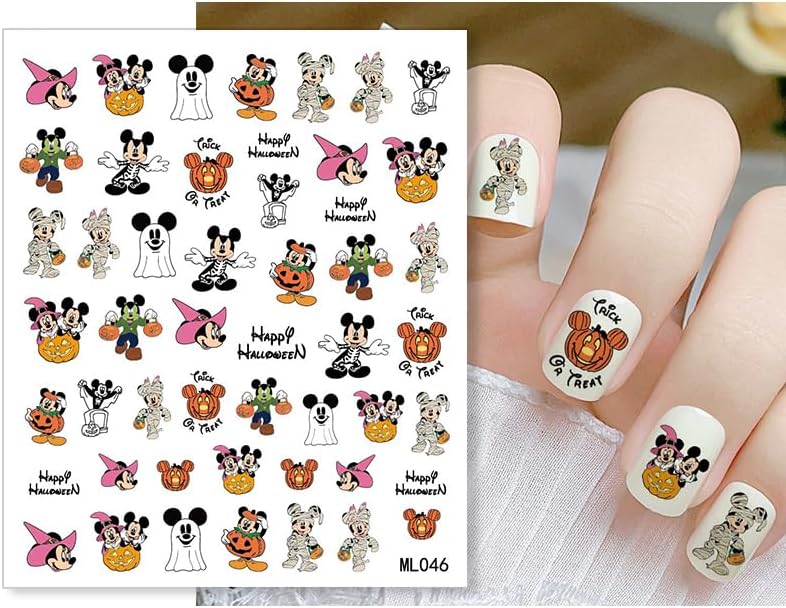 8 Sheets Laser Halloween Nail Art Stickers - Cute Ghost Cartoon Self Adhesive Nail Design Stickers - Supply Laser Pumpkin Ghost Nail Decals for Women Girls DIY Manicure