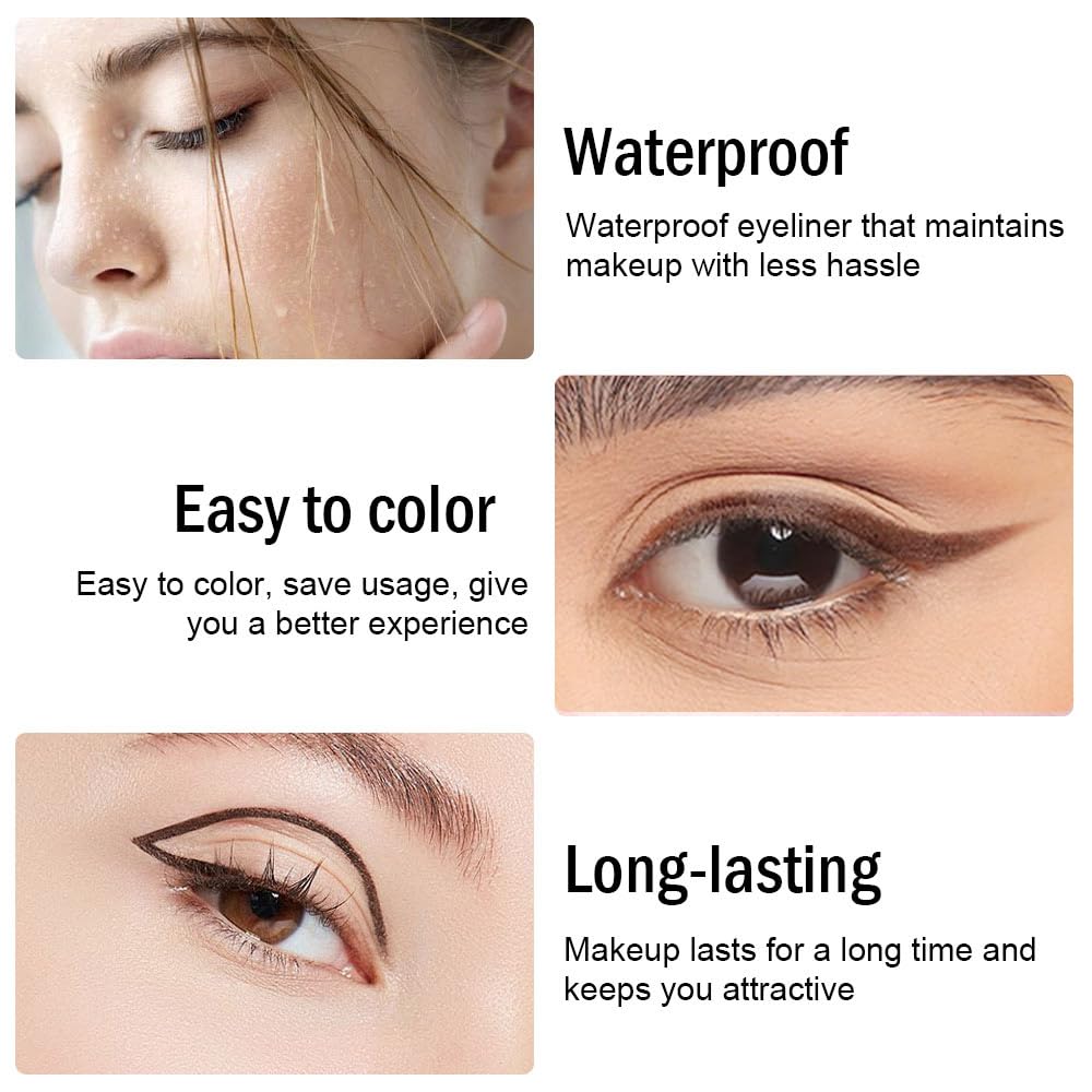 evpct 3Pcs Dark Brown & Brown & Dark Coffee Gel Glitter Matte Metallic Eyeliner Pencils Set for Women Waterproof Smudge Proof lapiz de ojos delineador de ojos contra el agua Eye Liner Makeup 02 16 23