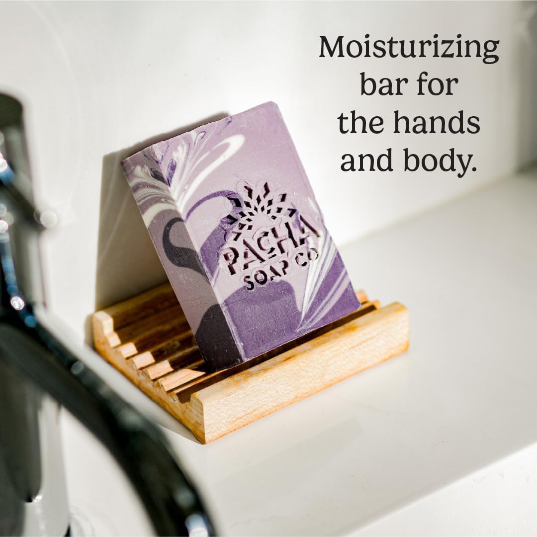 Pacha Soap Co. Bar Soap - Premium, Handcrafted, Hydrating, Natural Face Wash, Hand Cleanser, Body Wash, Soothing Essential Oils (French Lavender, 5-Pack, 4 oz ea)
