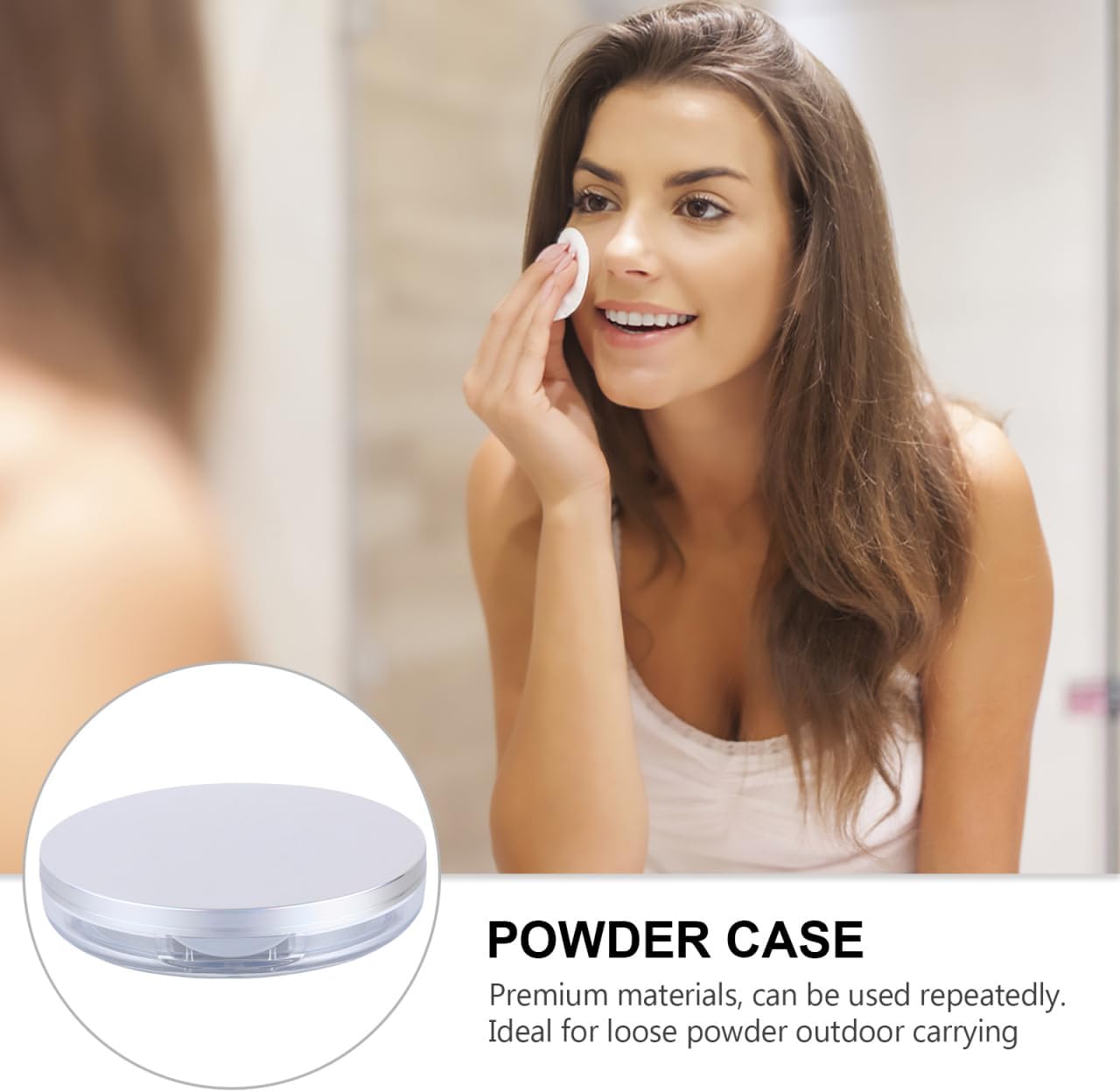 Beaupretty Powder Compact Container Plastic Empty Makeup Loose Powder Case with Puff and Elasticated Net Sifter Vintage Mirror, 2PCS