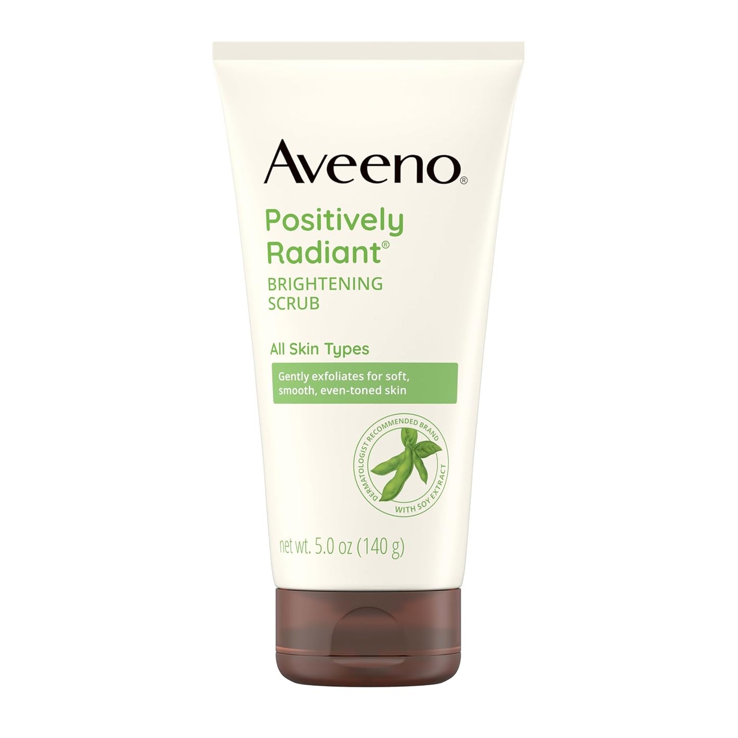 Aveeno Positively Radiant Skin Brightening Exfoliating Daily Facial Scrub, Gentle with Moisture-Rich Soy Extract, Helps Improve Skin Tone & Texture, Oil- & Soap-Free, Hypoallergenic, 5 oz