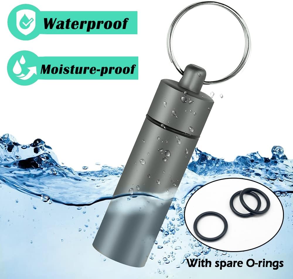 3 Packs Keychain Pill Holder, EFFIET Waterproof Pill Fob Case Box Outdoor Container for Emergency Medicine Drugs, Foam Earplug Storage Case with Ear Plugs (Matt Finished)