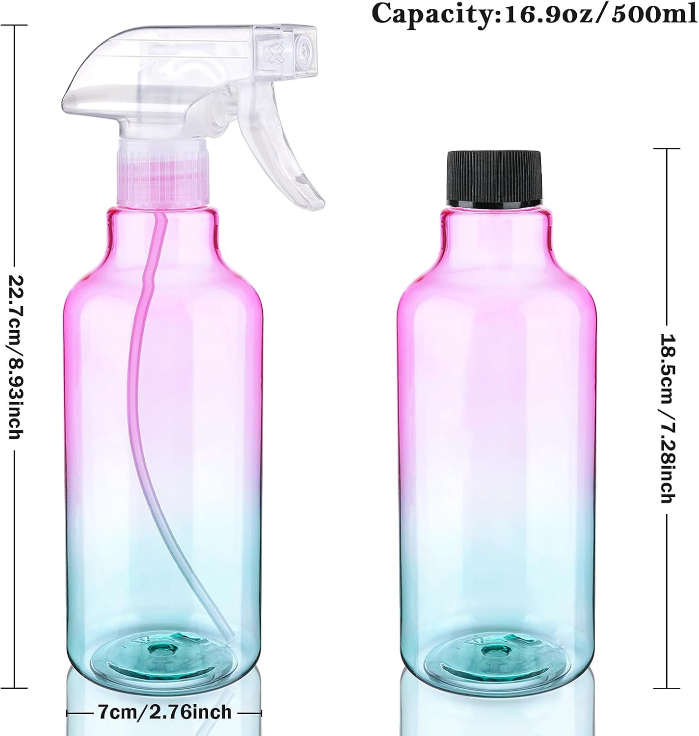 Spray Bottles Plastic Spray Bottle for Hair Mist/Stream Heavy Duty Empty Spray Bottles for Cleaning Solutions, Plants, Cooking (16.9oz-Gradient)