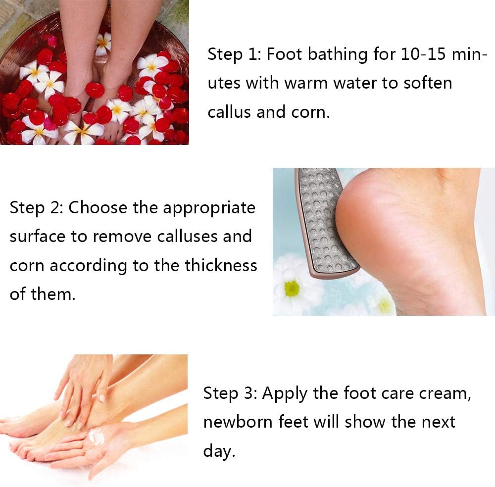 BEZOX Foot File Callus Remover, Double Sided Foot Scrubber for Dead Skin, Stainless Steel Pedicure File for Cracked Heel W/Cloth Storage Bag & Gift Box