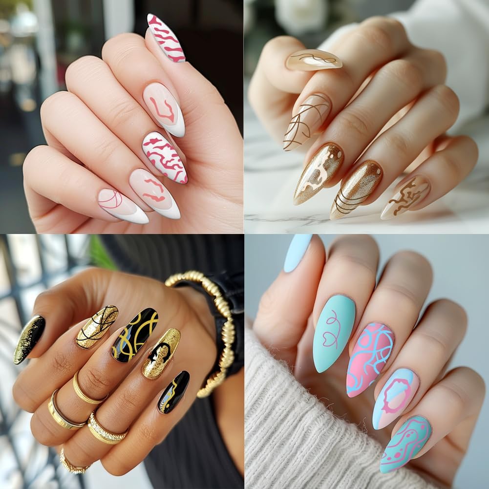 3Pcs Irregular Geometric Frames Nail Stamping Plate Minimalist Line Nail Stamping Templates French Tip Nail Art Stamp Image Plate Stainless Steel DIY Reusable Tools for Manicure Printing