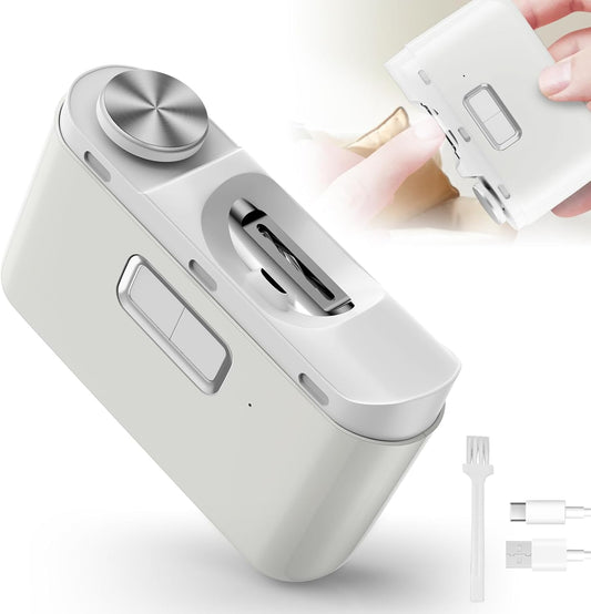Electric Nail Clipper - 2 In 1 Automatic Nail Clipper with LED Light & Debris Collector – 2 Speed Nail Trimmer & Polisher - Rechargeable Baby Nail File Grinder – Nail Care Tool for Kids/Adults/Seniors