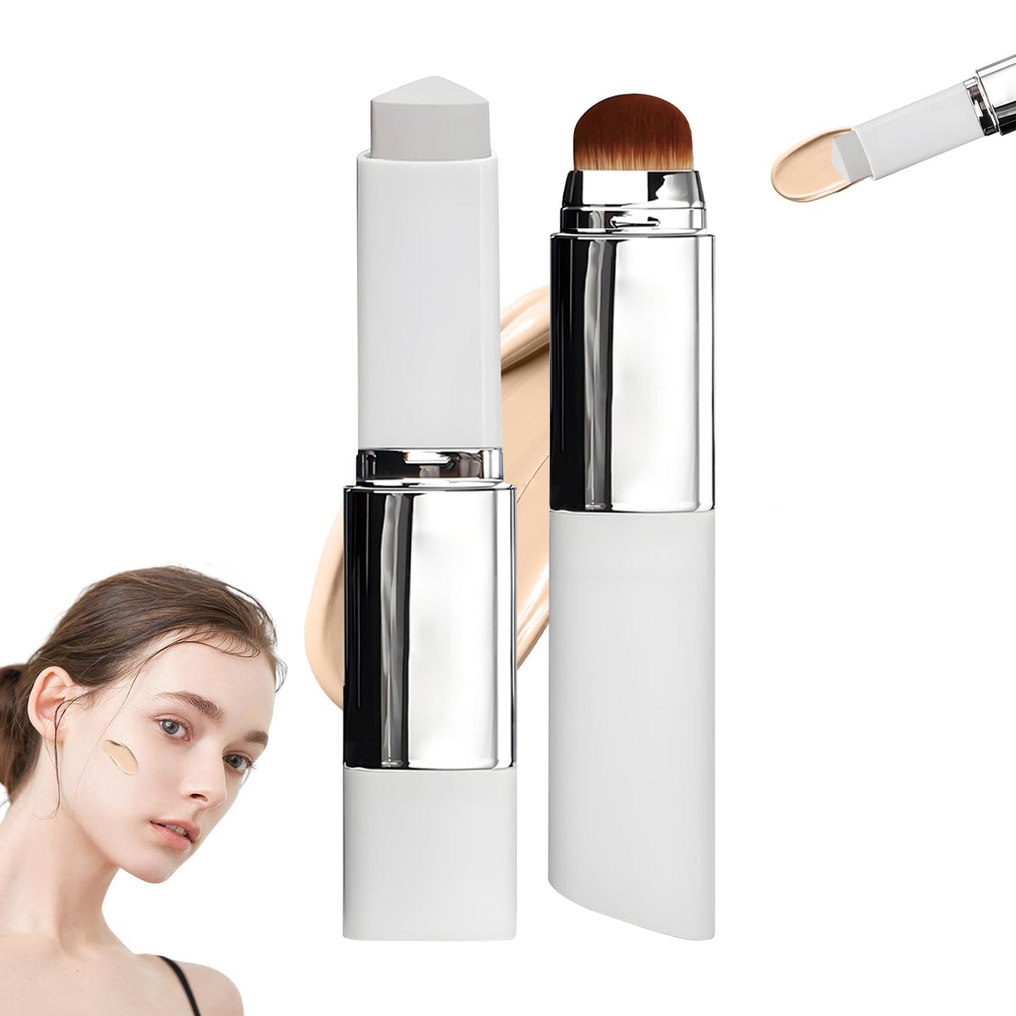 Blanc Cover Cream Stick, Color Changing Brightening Makeup Base, Hydrating Concealer, White Foundation for Flawless Look (Natural)