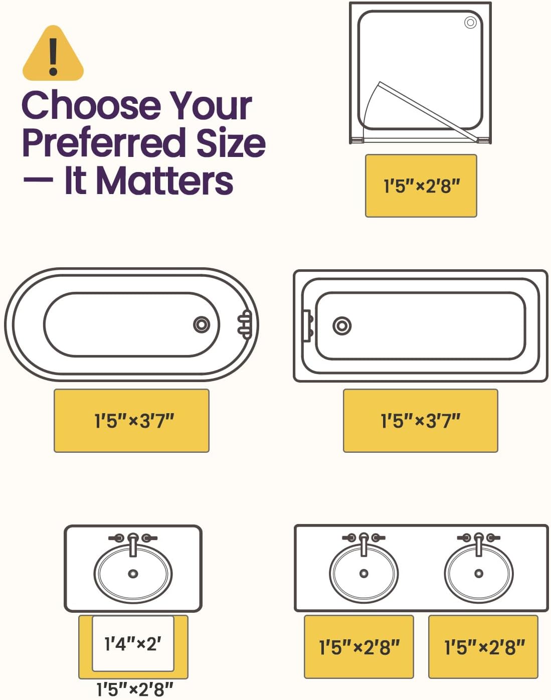 DEXI Bath Mat 17x32, Non Slip Quick Dry Rugs, Super Absorbent Ultra Thin Marble Bathmat, Washable Rubber Mats for Shower Floor, in Front of Bathtub, Sink, Bathroom Accessories Decor, Black