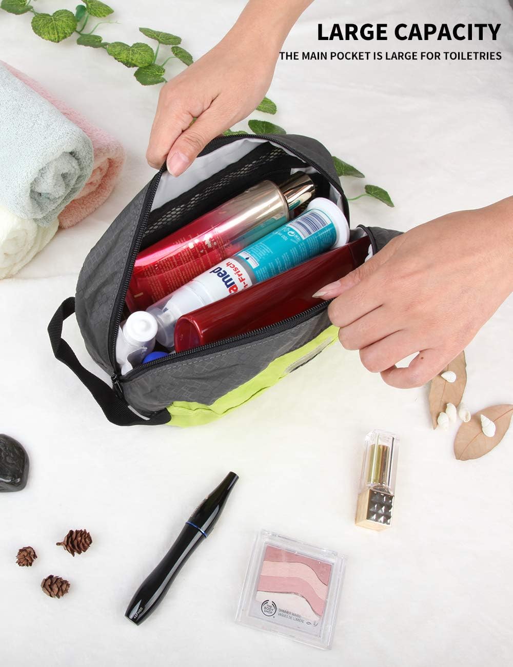 GOX Travel Toiletry Bag Dopp Kit Case Small Zippered Bag Pouch for Women(Green)