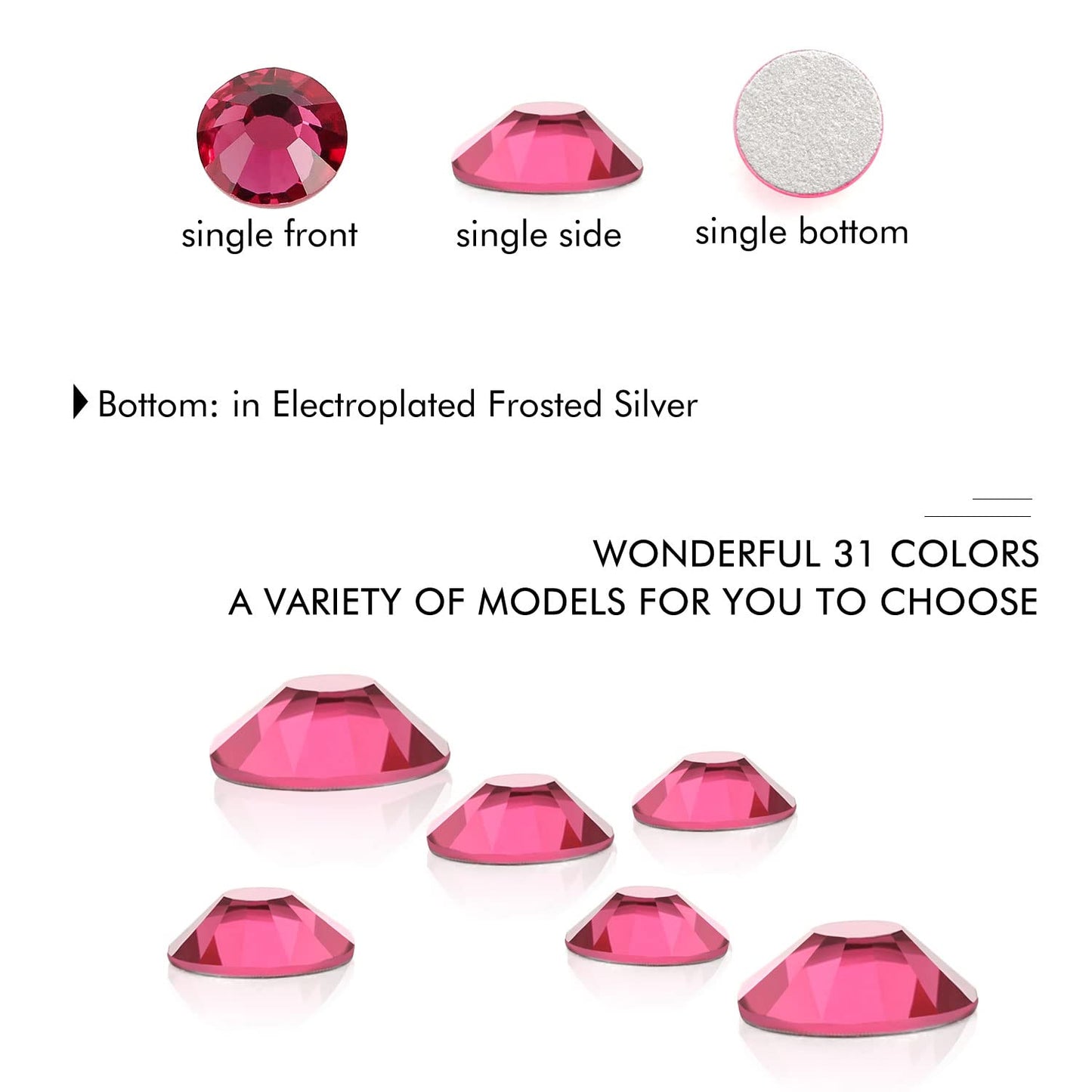 1440Pcs Rose Crystal Rhinestones,Glass Flatback Rhinestones Gemstones for Nail Face Makeup Art Crafts Clothes Decoration -(SS20,4.8mm,Rose)