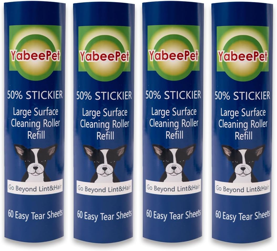 Large Surface Roller Refill for Scotch-Brite 50% Stickier Lint Roller, Works Great On Pet Hair (60 Sheets per Roll, 4 Pack)