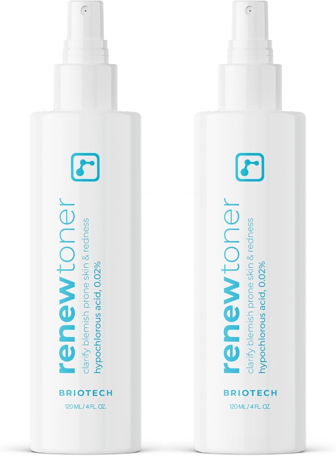 BRIOTECH Renew Toner, Hypochlorous Acid Spray, Minimize Appearance of Blemishes, Soothing Facial Mist for Sensitive Skin, Calm Redness & Bumps, Vegan, 4 fl oz (2 Pack)