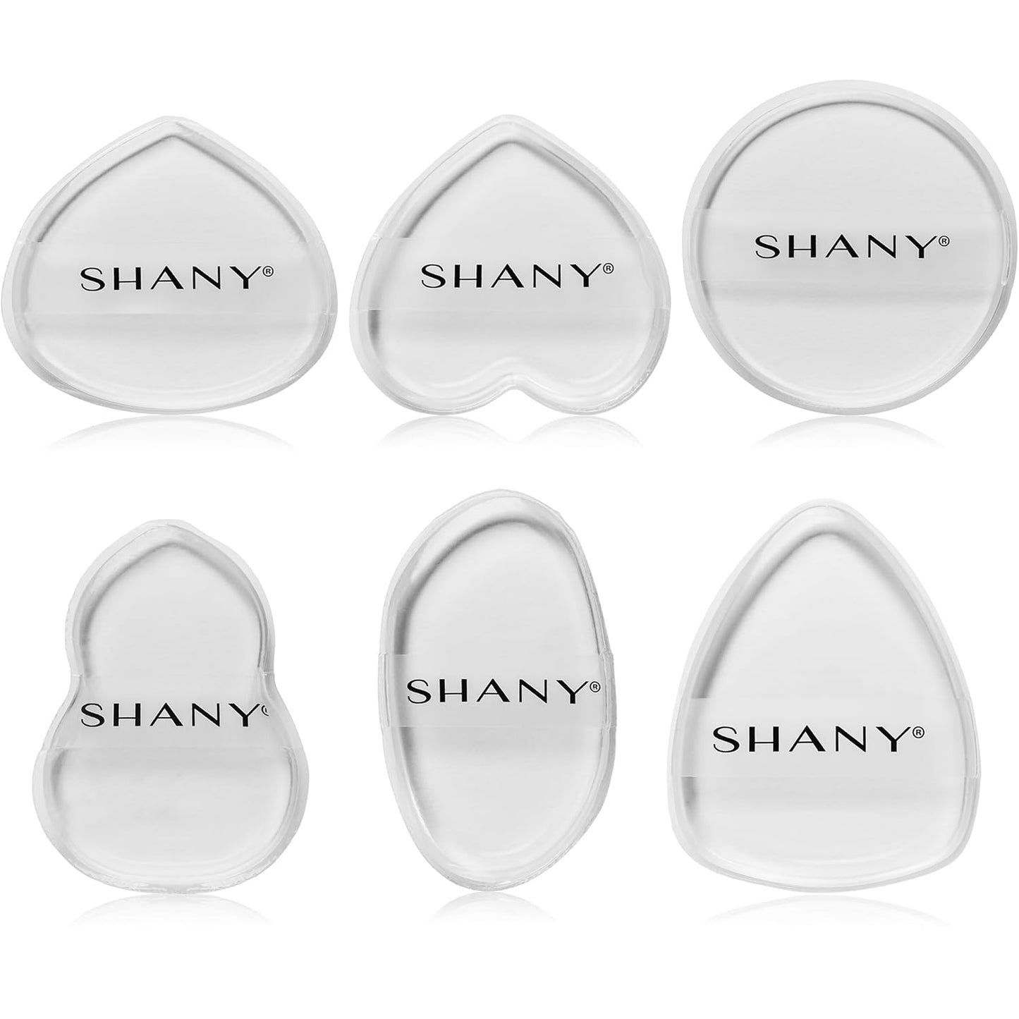 SHANY Stay Jelly Silicone Sponge Set - Clear & Non-Absorbent Makeup Blending Sponges for Flawless Application with Foundation - Assorted Sizes and Shapes - Pack of 6