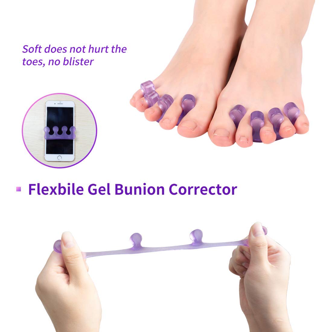 SUNFATT Toe Separators for Pedicure,Toe Spacer,Toe Separators use for Separation of Toenails or Nails,Washable and Reusable Pedicure Supplies.