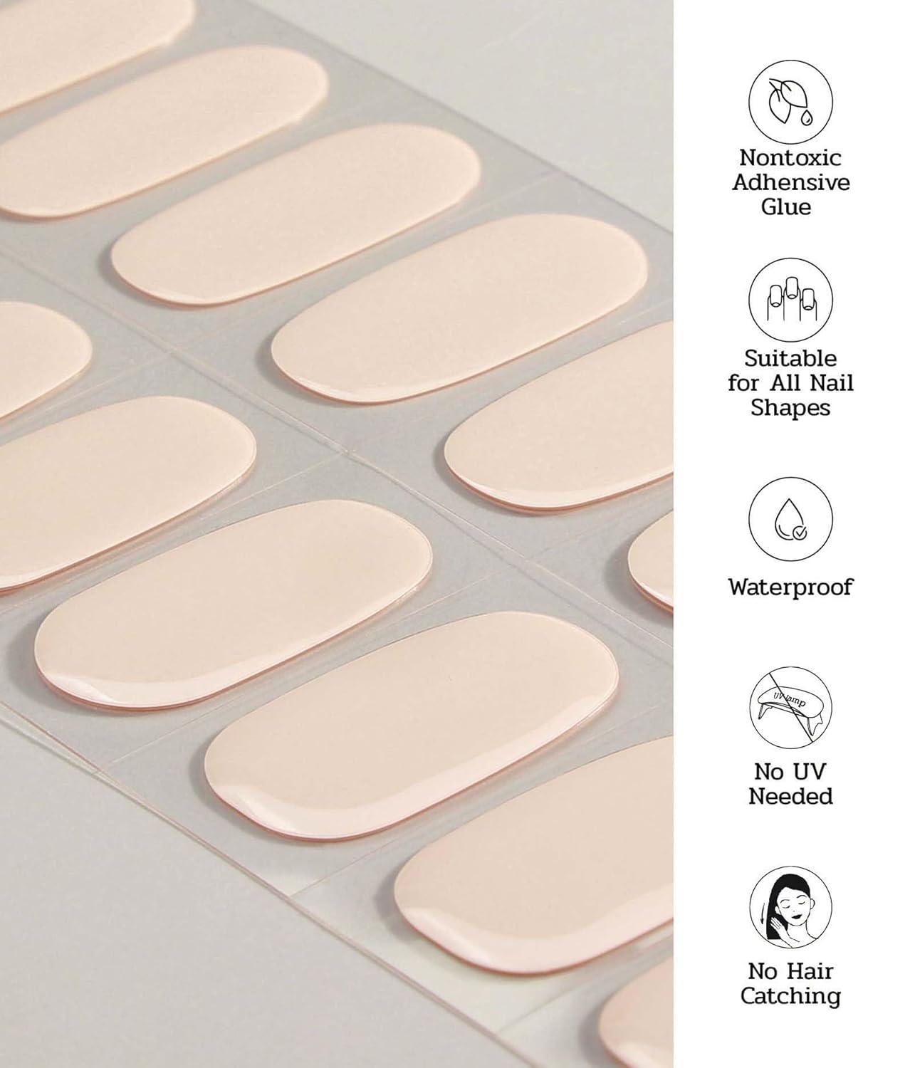Nail Polish Strips - 22 Pcs Salon Quality Gel Nail Stickers - Long Lasting Wraps (Loft Light Nude)