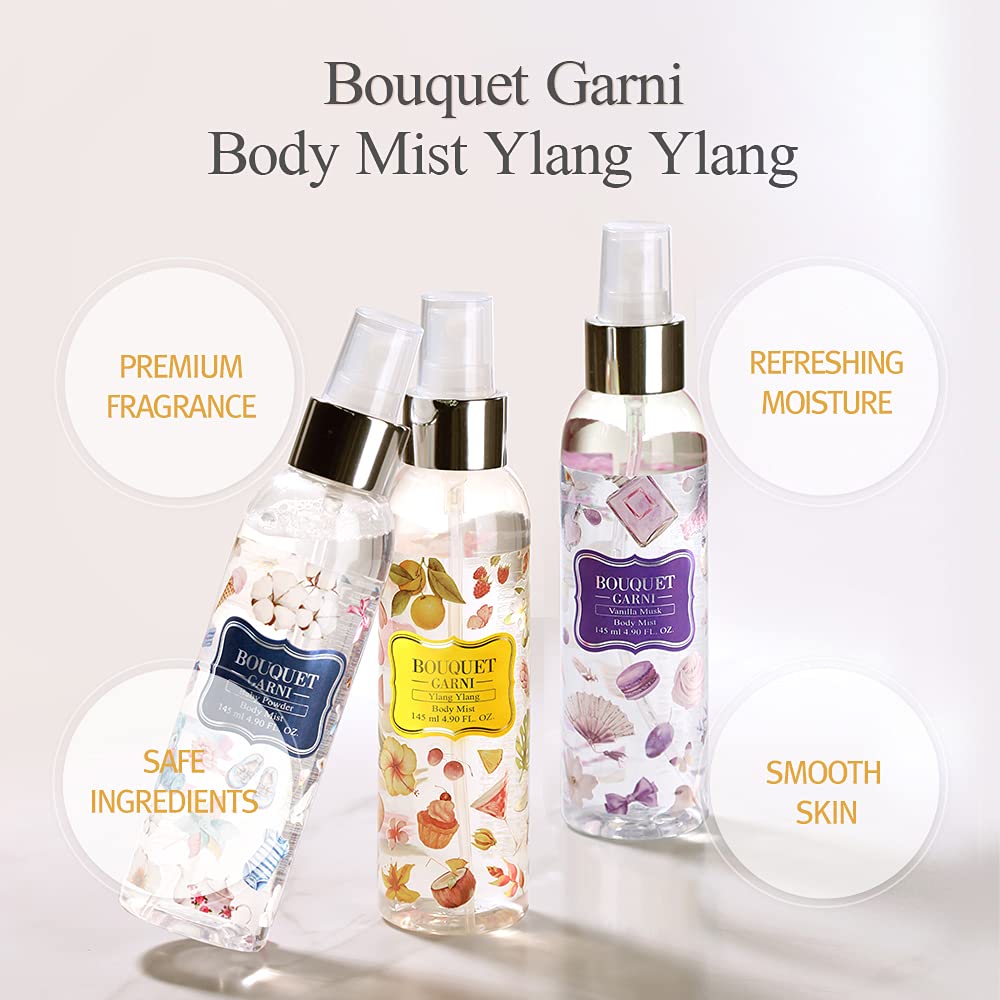 Bouquet Garni Hair & Body Mist Ylang Ylang Fragrance - Long-lasting Moisture & Fragrance, Mist for Women, Low Irritation (Containing Vitamin E, Citrus Acid) - 4.9 oz