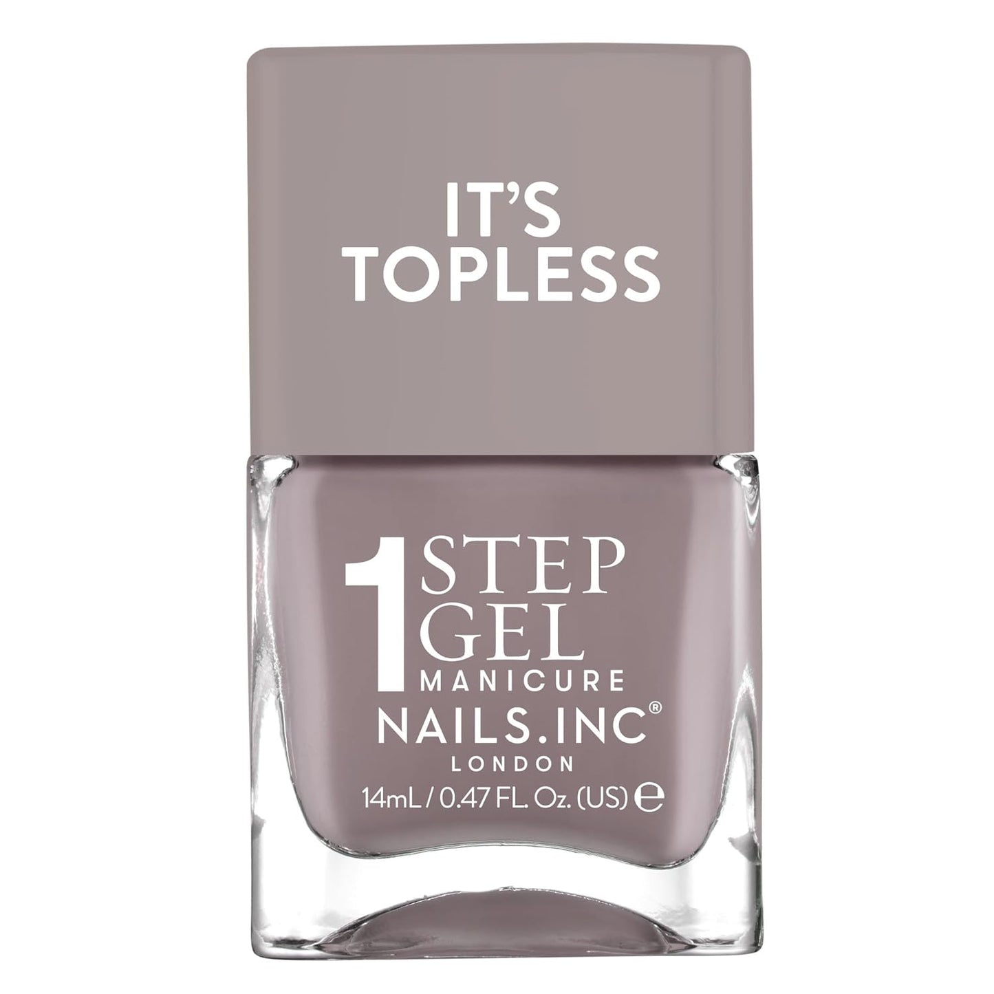 Nails Inc It's Topless Gel-Like Nail Polish, 4-in-1 Base Coat, Treatment, Color & Top Coat, Long Lasting, Strong, Chip Free Nails, Glossy Salon Quality Manicure, Air Dry Nail Polish, Megan, 0.47 Fl Oz