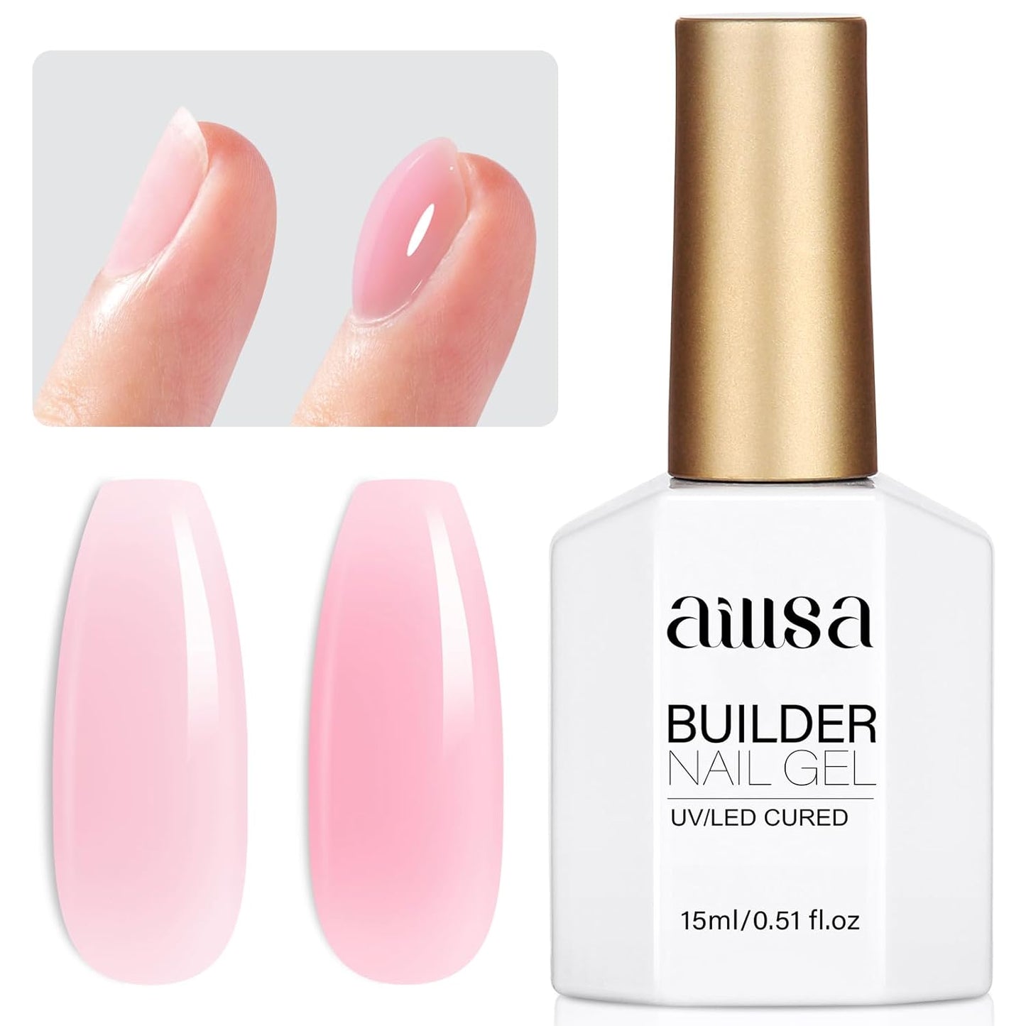AILLSA Pink Builder Gel 7 In 1 Nude Hard Gel Polish for Nail Thickening Light Neutral Strengthener Gels Nail Polish Natural Color Sheer Extension U V for French Manicure Base Coat Needed 0.51 Oz