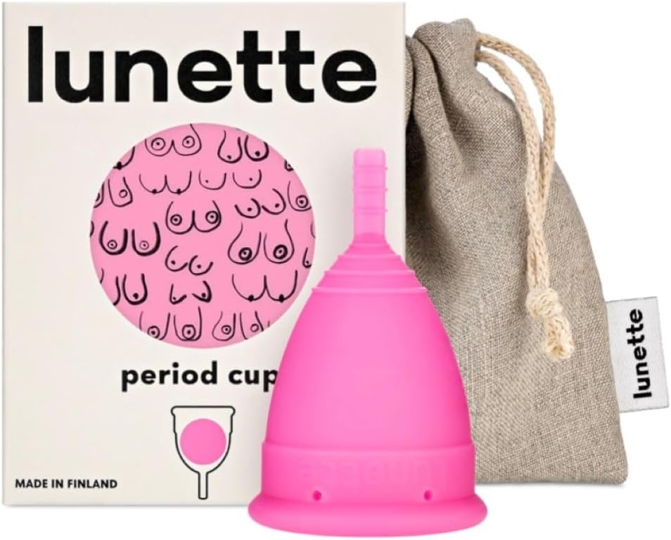 Lunette Menstrual Cup – Best Reusable Period Cup – Wear for 12 Hours and Reuse up to 10 Years, Pink Size 2 for Moderate to Heavy Flow