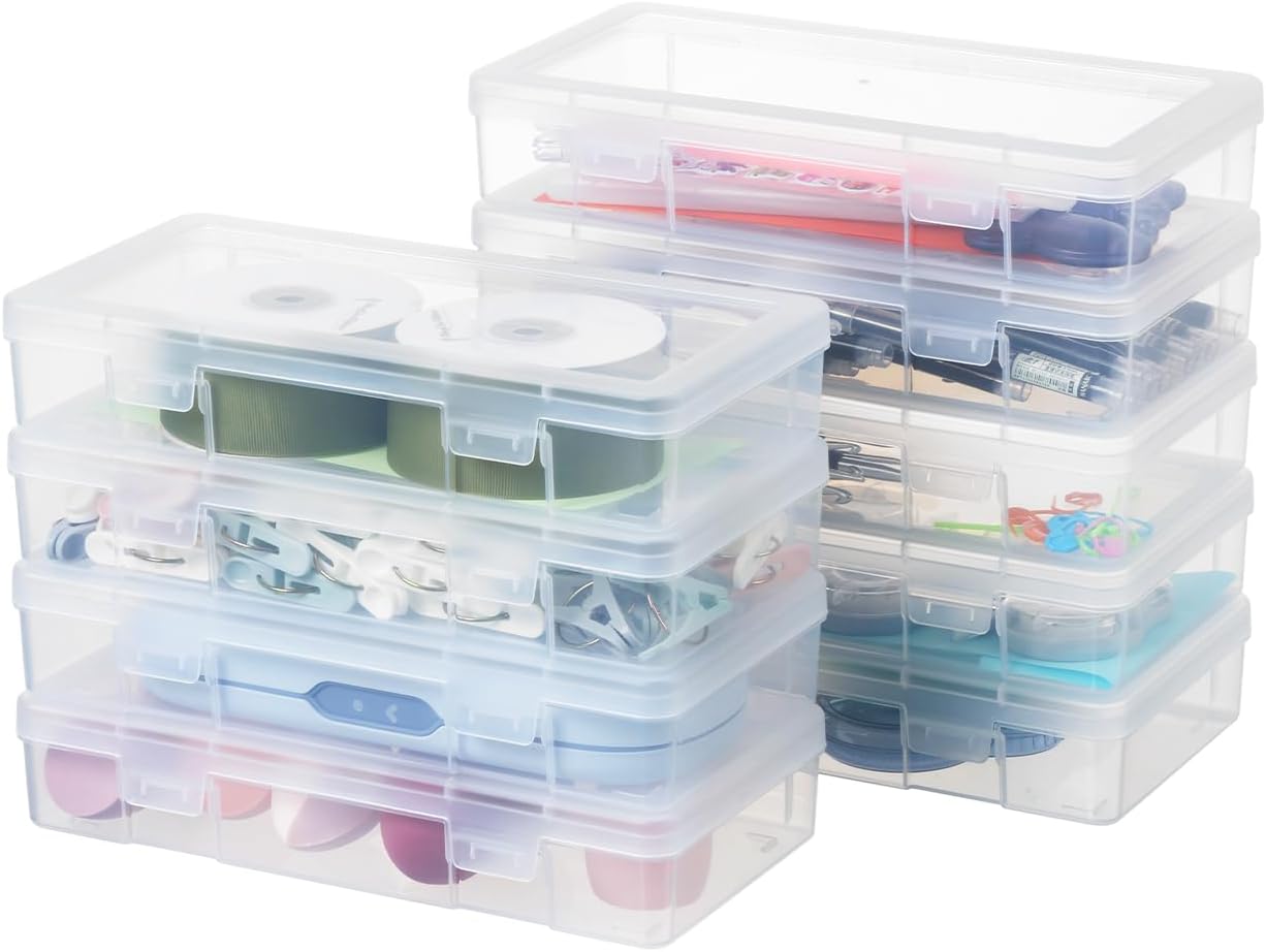 9 Pack Plastic Storage Containers Clear Arts & Crafts Storage Boxes & Organizers Stackable Containers With Lids For Organizin (Set 1)