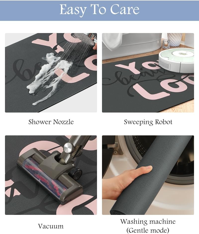 MontVoo-Bath Mat Rug Long Non Slip Super Absorbent Bathroom Runner Stain Resistant Quick Dry Thin Bathroom Mat Fit Under Door-24"x70",Pink