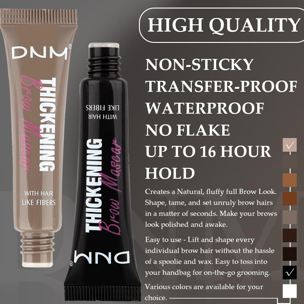 Tinted Thickening Brow Mascara,Brow Fast Sculpt,Waterproof, Transfer-proof, Brush to Fill in Eyebrows and Cover Gray Hairs - Cruelty Free (2pcs 01 Taupe &08 Black)