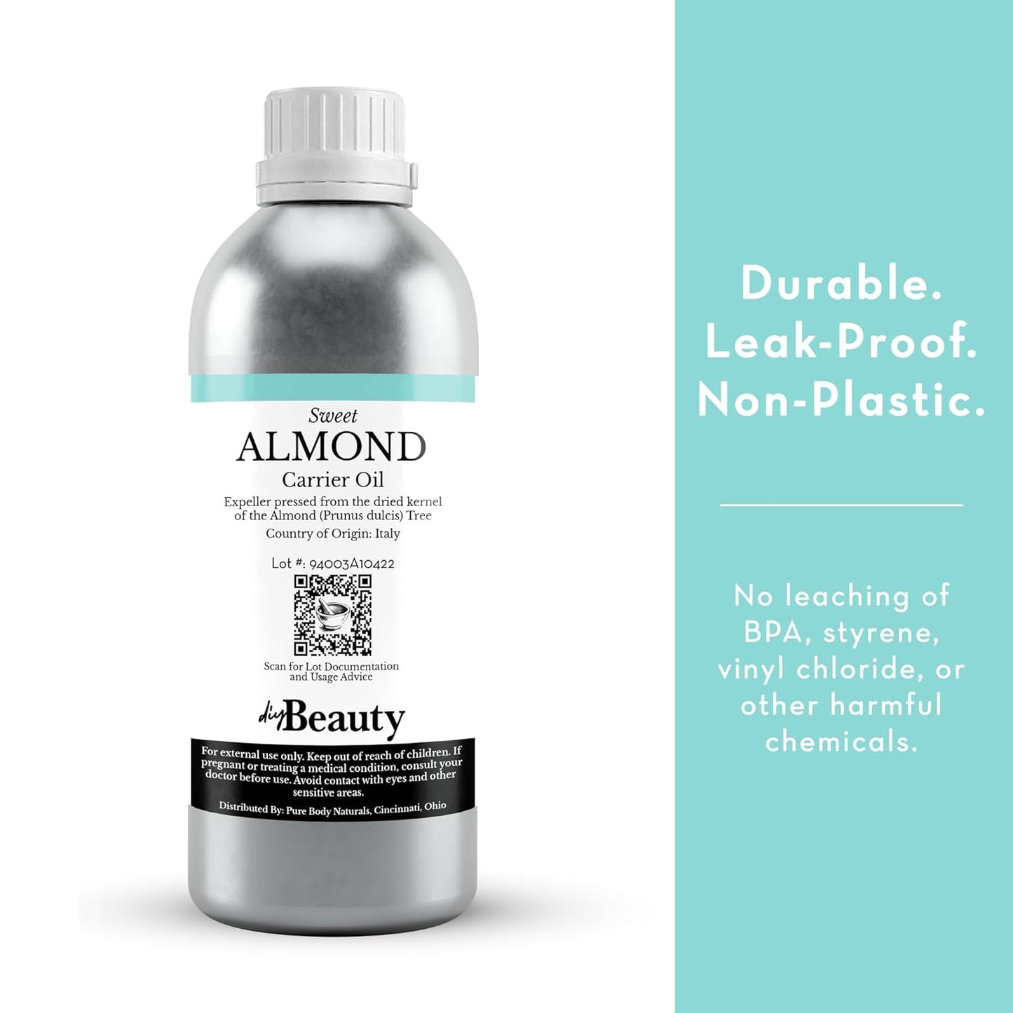 Bulk Sweet Almond Oil - 32 Fl Oz Large Size Bottle, Cold Pressed 100% Pure - Moisturizer for Skin, Hair, Body, Carrier Oil for Massage Oils