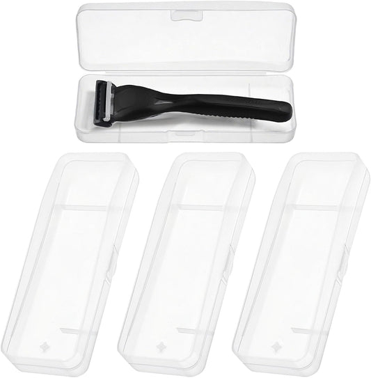 Manual Razor Travel Case - 3 Pack Transparent Shaver Storage Box, Portable Razor Holder & Protector Case, Universal Travel Men Manual Shaver Organizer for Men Razors And Blade Refills Kit