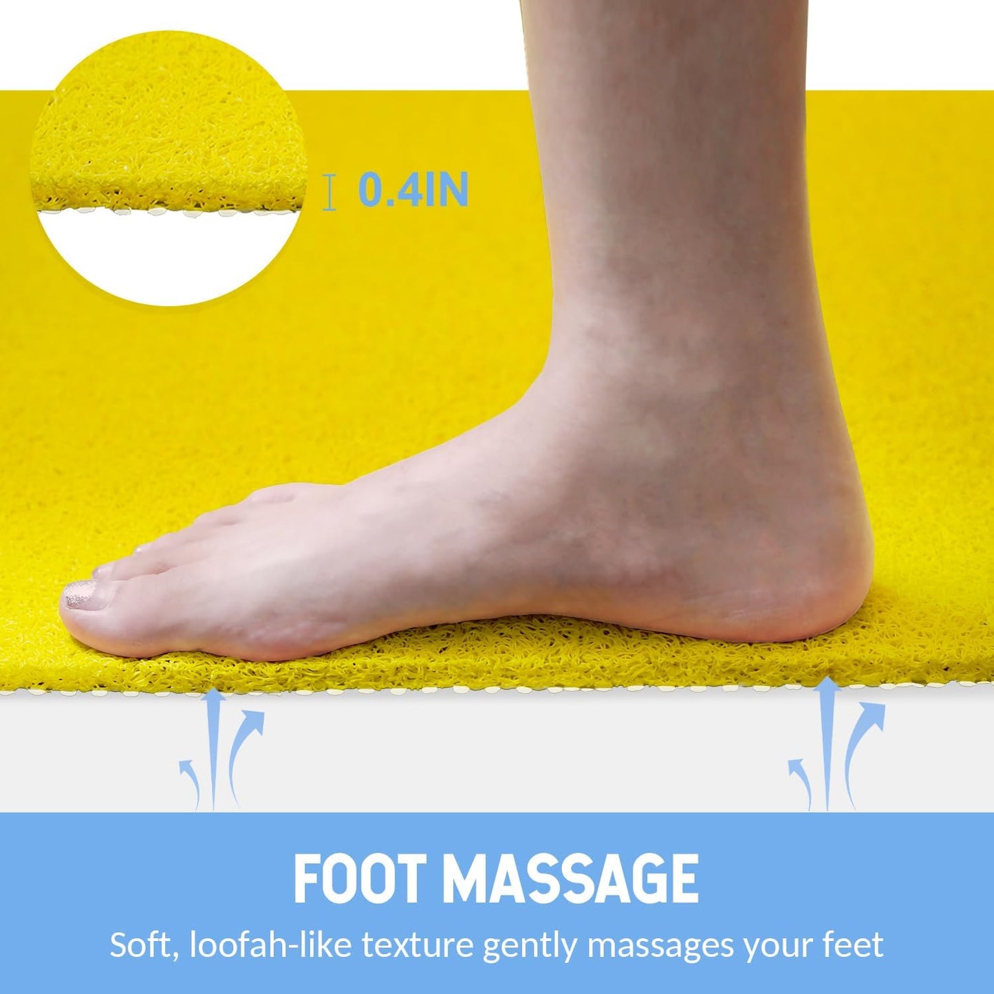 Non-Slip Bathtub Mat, Anti Slip Shower Mat, Fast Drying Bathtub Mats, Foot Scrubber Mat, Anti Slip Mat for Tub, Floor, Bathroom, Kitchen, Home, Hotel (Yellow 40"×16")