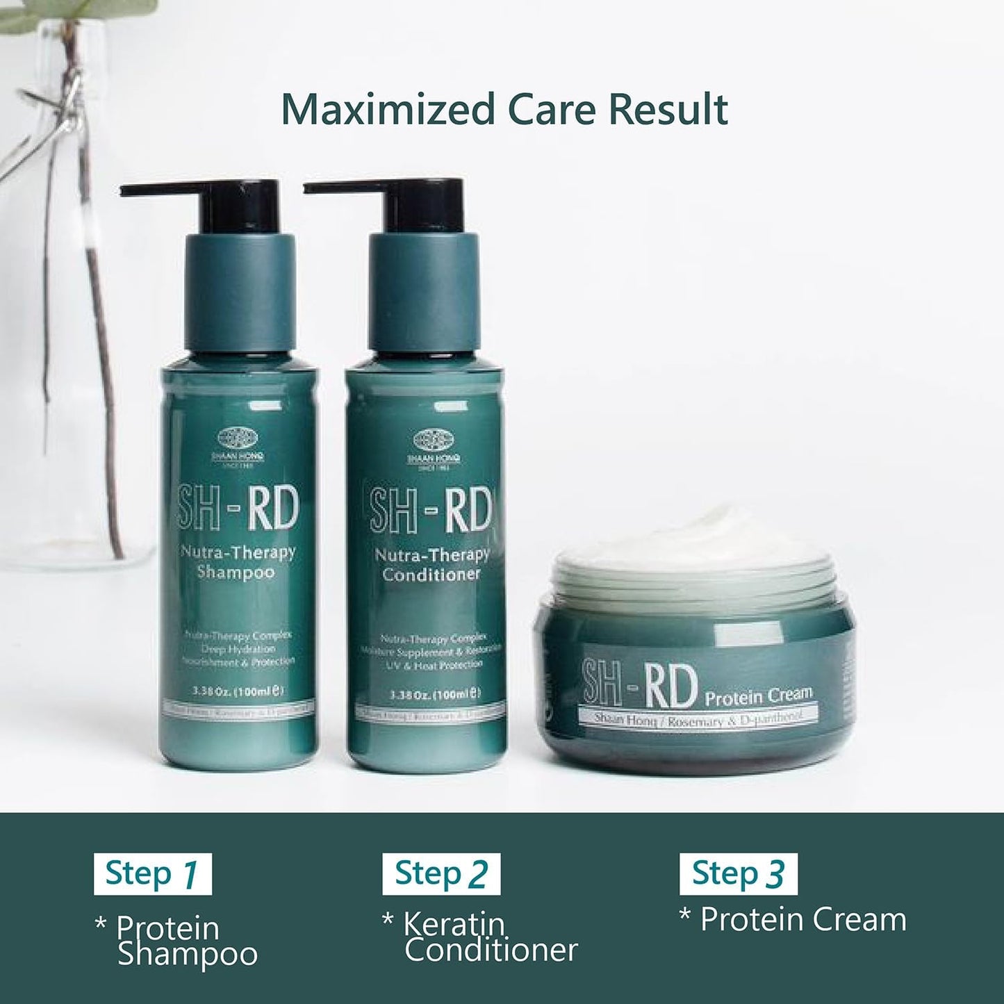 SH-RD Protein Cream for Dry Damaged Hair, 2.71oz/80ml - Leave-In Conditioner with Rosemary Extract, Hydrolyzed Silk Protein to Restore, Revitalize and Repair Split Ends for All Hair Types