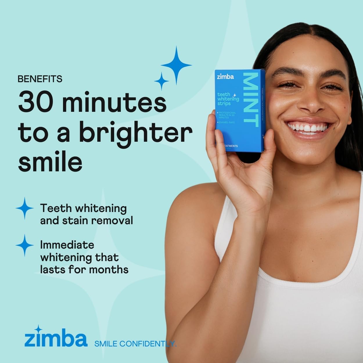 Zimba Teeth Whitening Strips 3-Pack Sampler Bundle | Watermelon, Cherry, Mint | Vegan Whitening Strips, Enamel Safe Teeth Whitening, Hydrogen Peroxide Tooth Whiteners