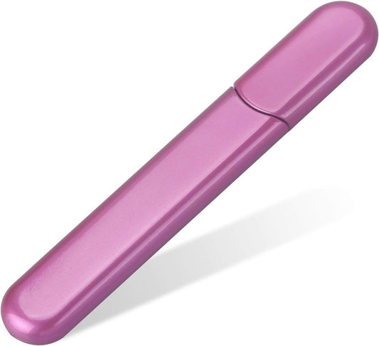 Premium Glass Nail File with Case, Crystal Diamond Salon Best Beauty Nail Buffer for Natural and Acrylic Nails Christmas Gift for Woman and Man,Rose Red