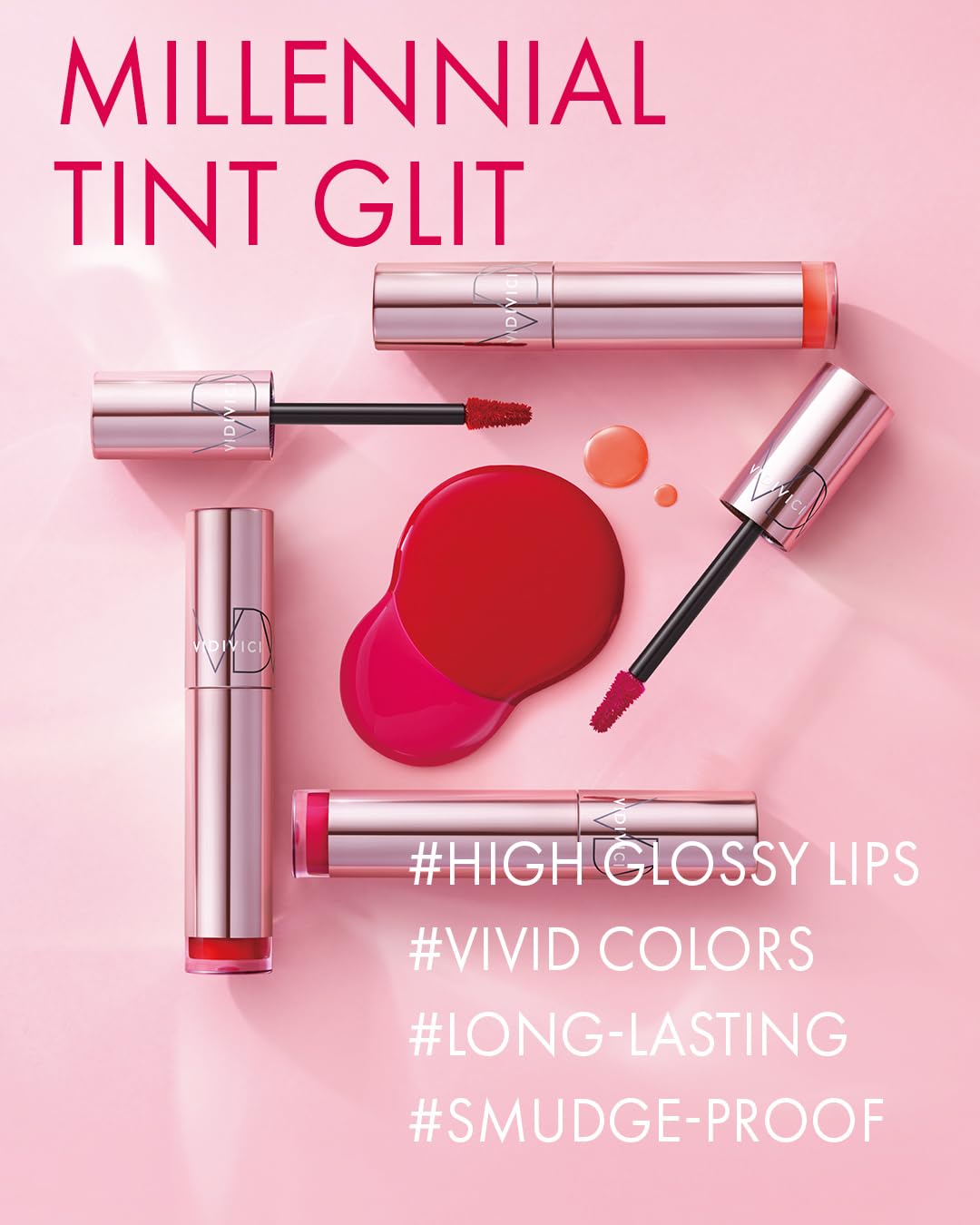VIDIVICI Millennial Tint Glit - Transfer Proof Moisture Korean Lip Tint with Long-Lasting Color, Lightweight Water Jelly Texture, Hydrating & Smudge-Free Lip Stain, 0.13oz (09 SALTED PEACH)