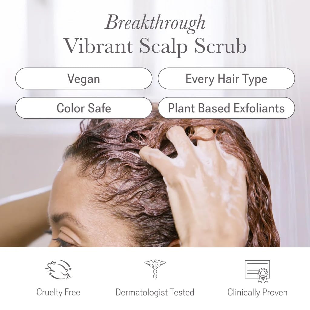 NULASTIN Vibrant Scalp Scrub - Exfoliating Dry Scalp Treatment, Moisturizer & Cleanser to Lift Buildup - Detoxifying Pre-Shampoo for Elastin Replenishment, Vegan & Color Safe, Minty Fresh (6.7 Fl. Oz)