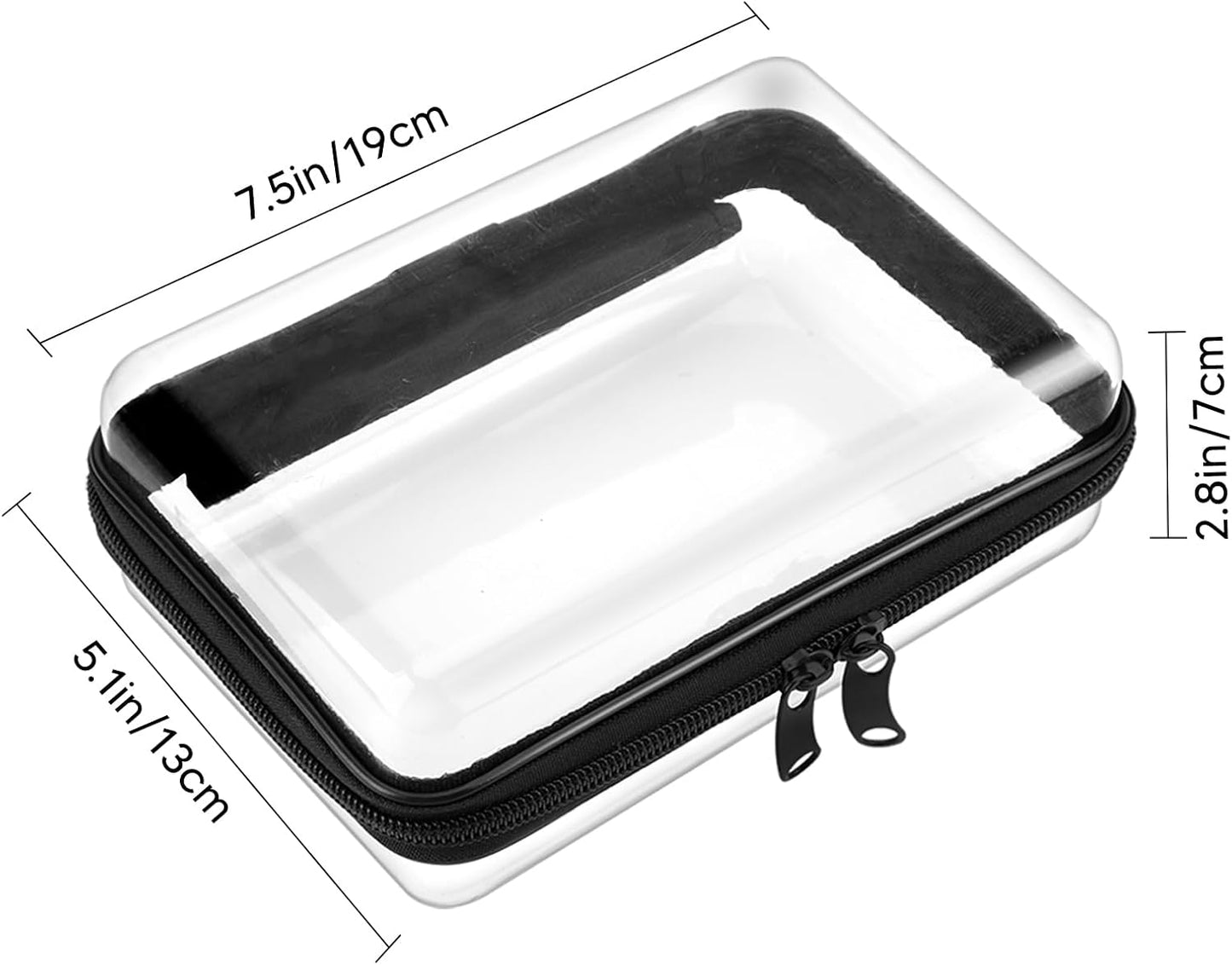 4 Pack 7.5x5.1x2.8 inch Clear Hard Zipper Pouch,Portable Waterproof Cosmetic Bag with Zipper,Makaup Bag,Toy Storage Organizer Bins,Hard Plastic Case for Organizing,Pencil Case