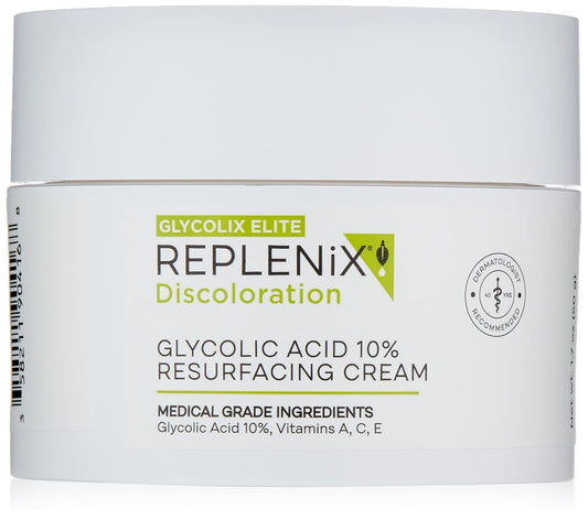 Replenix Glycolic Acid 10% Resurfacing Cream, Hydrating & Lightweight Medical-Grade Exfoliating Face Moisturizer for Skin Discoloration (1.7 oz)