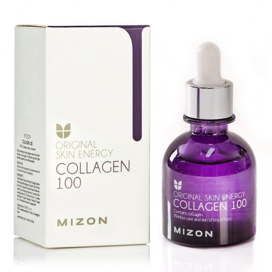 MIZON Collagen 100 Korean Ampoule with Concentrated Marine Collagen Elasticity Booster Serum Peptides Deep Hydration (1.01 fl. oz)