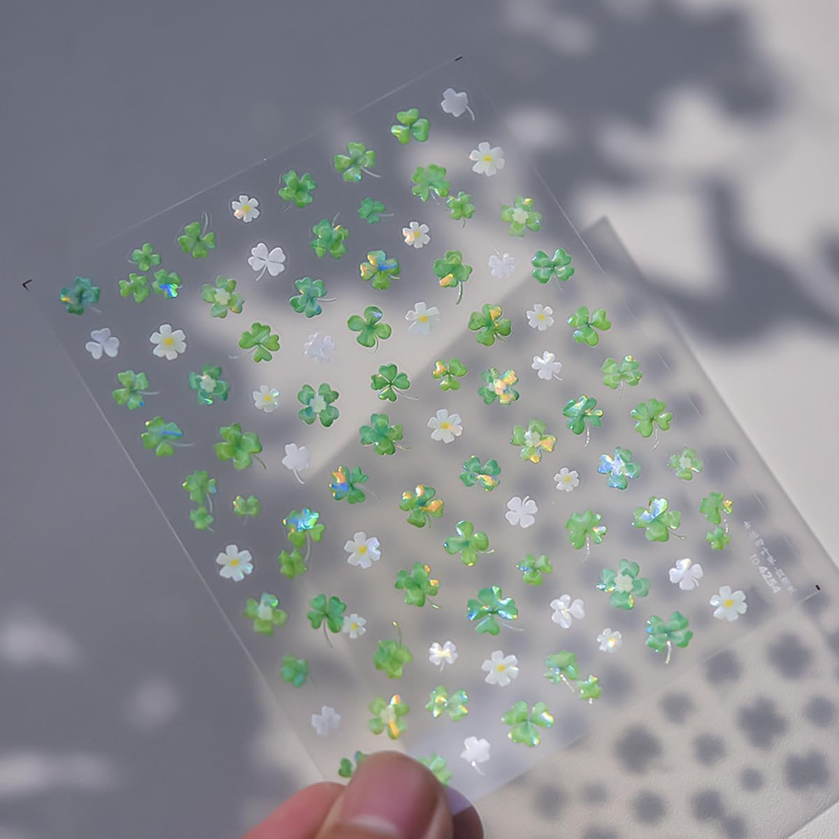 Shamrock Nail Stickers Shell Light St Patricks Day Nail Art Holographic Shamrock Nail Decals Green Clover Stickers for Nails Self Adhesive Nail Art Supplies & Decorations for Women Girls 1 Sheet