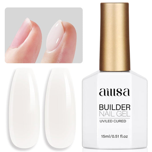 AILLSA Builder Gel for Nails Yogurt White 7 In 1 Hard Gel Polish for Nail Thickening Nude Milky Extension U V Gels Natural Color Strengthener Gels Nails Polish for Nail Art Base Coat Need 0.51 Oz GB07
