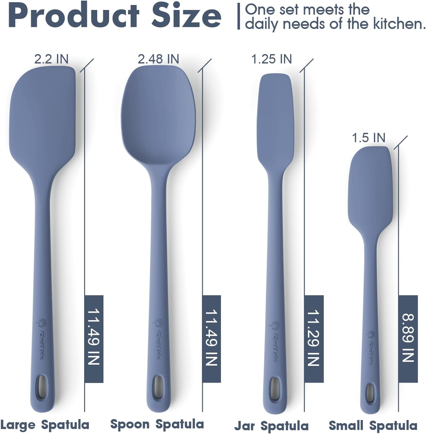 4 Pieces Silicone Spatula Set, Food Grade Rubber Spatula, Upgrade Strong Handle with Ergonomic Grip, Heat Resistant for Nonstick Cookware, Cooking